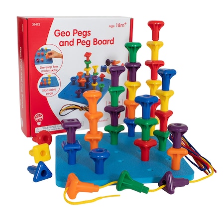 Edxeducation Stacking Shape Pegs & Pegboard Set 39492